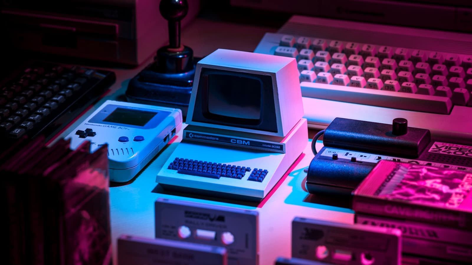 Close-up of consumer electronics on a desk