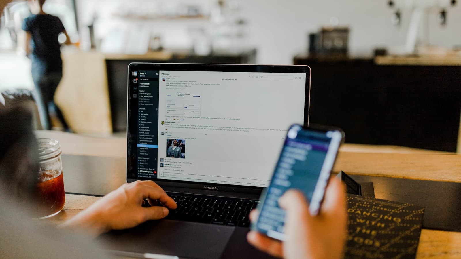 Someone connecting a phone to wireless internet